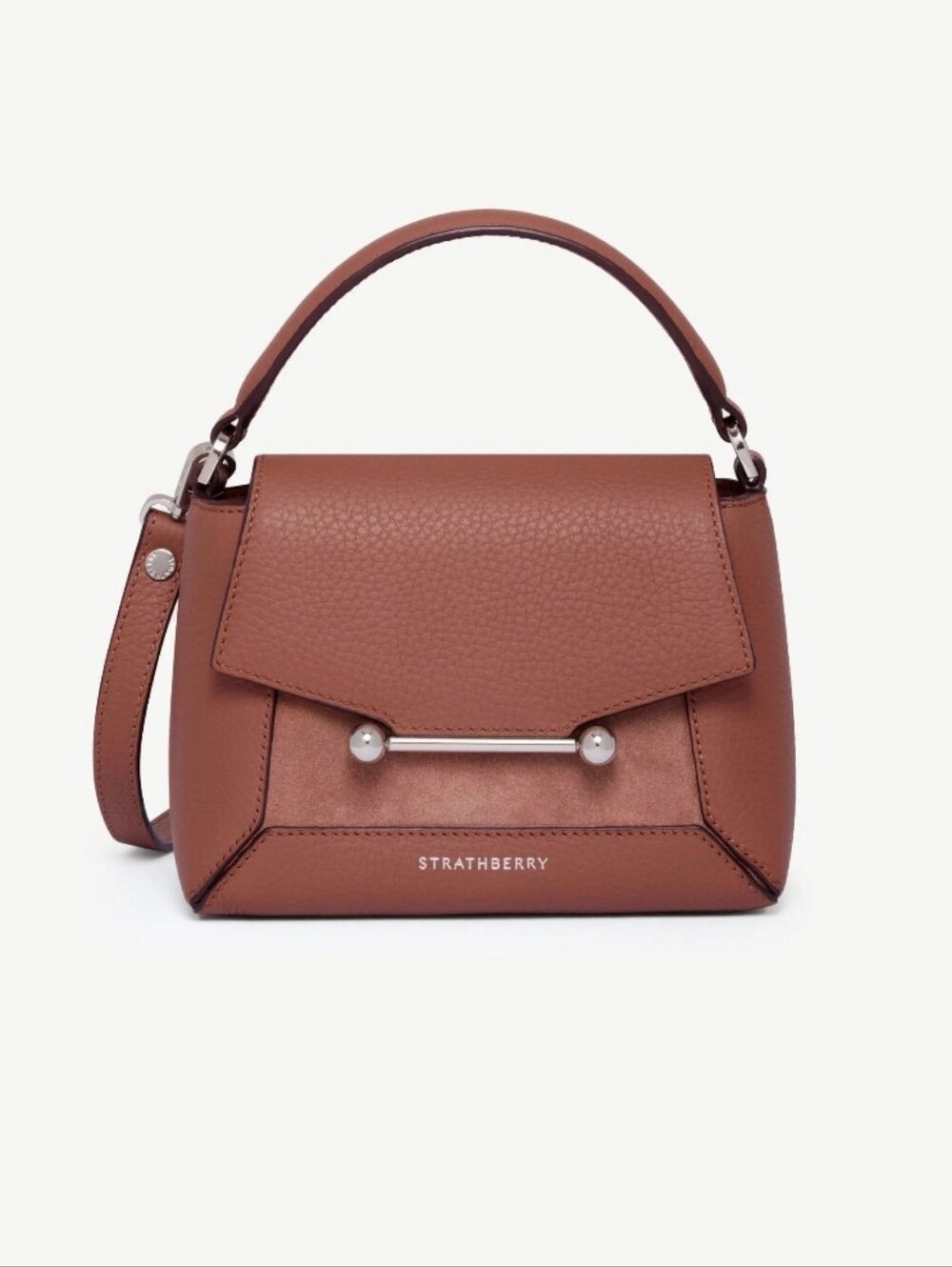 NWOT Strathberry Mosaic Nano Seude &  Leather Handbag In Dusty PINK